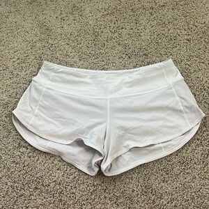 Lululemon white speed up shorts